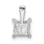 14k White Gold 1 carat Certified Lab Grown Diamond VS/SI+ G+ Princess Complete Four Prong Pendant