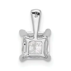 14k White Gold 1 carat Certified Lab Grown Diamond VS+ F+ Princess Complete Four Prong Pendant