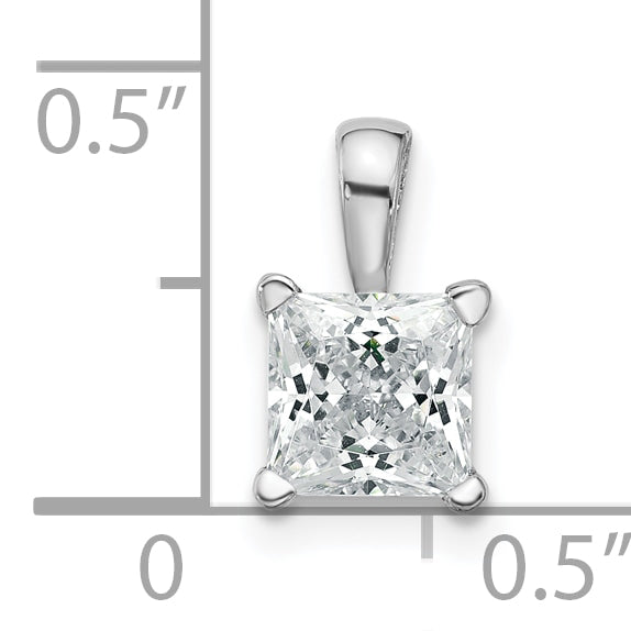 14k White Gold 1 carat Certified Lab Grown Diamond VS/SI+ G+ Princess Complete Four Prong Pendant