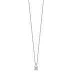 14k White Gold 1 carat Lab Grown Diamond VS+ F+ Princess Complete 18 inch Four Prong Pendant Necklace