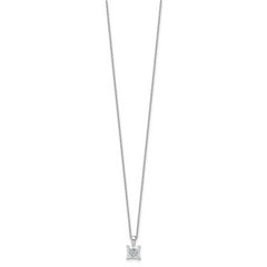 14k White Gold 1 carat Certified Lab Grown Diamond VS/SI+ G+ Princess Complete 18 inch Four Prong Pendant Necklace