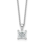 14k White Gold 1 carat Certified Lab Grown Diamond VS/SI+ G+ Princess Complete 18 inch Four Prong Pendant Necklace