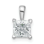 14k White Gold 1 carat Lab Grown Diamond VS+ F+ Princess Complete Four Prong Pendant