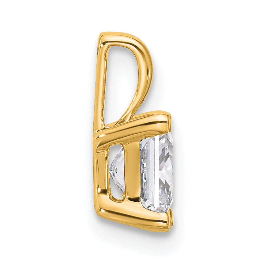 14k 1 carat Lab Grown Diamond VS+ F+ Princess Complete Four Prong Pendant