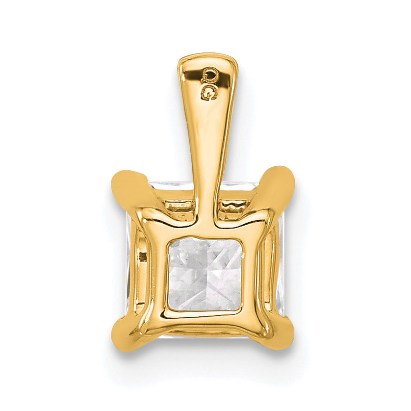 14k 1 carat Lab Grown Diamond VS+ F+ Princess Complete Four Prong Pendant
