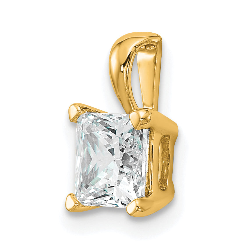 14k 1 carat Certified Lab Grown Diamond VS/SI+ G+ Princess Complete Four Prong Pendant
