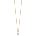 14k 1 carat Certified Lab Grown Diamond VS+ F+ Princess Complete 18 inch Four Prong Pendant Necklace