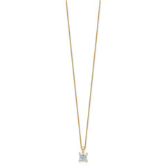 14k 1 carat Certified Lab Grown Diamond VS+ F+ Princess Complete 18 inch Four Prong Pendant Necklace