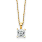 14k 1 carat Certified Lab Grown Diamond VS+ F+ Princess Complete 18 inch Four Prong Pendant Necklace