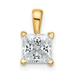 14k 1 carat Certified Lab Grown Diamond VS/SI+ G+ Princess Complete Four Prong Pendant