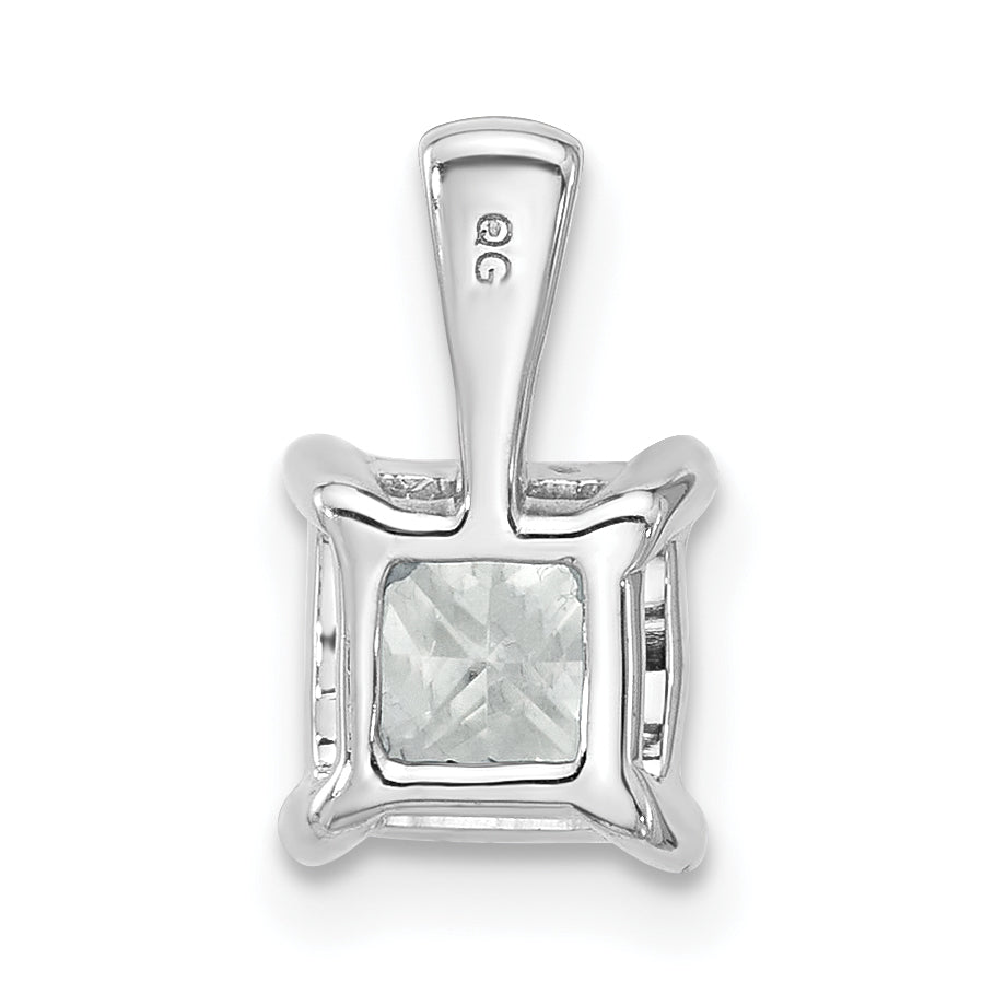 14k White Gold 1 1/2 carat Certified Lab Grown Diamond VS+ F+ Princess Complete Four Prong Pendant