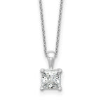14k White Gold 1 1/2 carat Lab Grown Diamond VS/SI+ G+ Princess Complete 18 inch Four Prong Pendant Necklace
