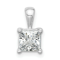 14k White Gold 1 1/2 carat Certified Lab Grown Diamond VS+ F+ Princess Complete Four Prong Pendant