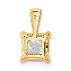 14k 1 1/2 carat Lab Grown Diamond VS+ F+ Princess Complete Four Prong Pendant
