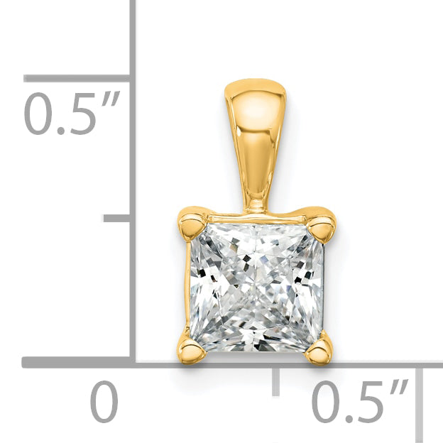 14k 1 1/2 carat Lab Grown Diamond VS+ F+ Princess Complete Four Prong Pendant