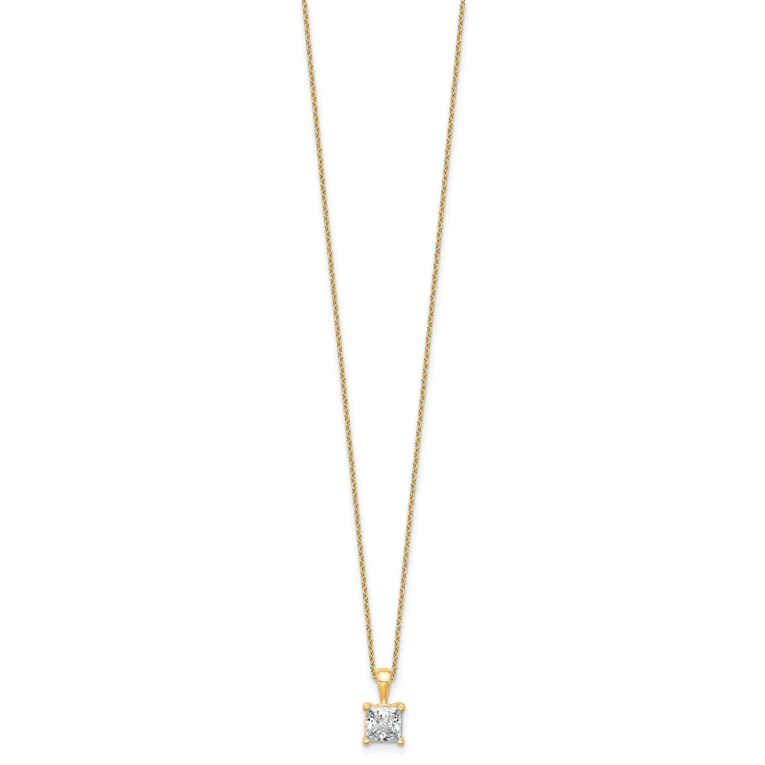14k 1 1/2 carat Lab Grown Diamond VS+ F+ Princess Complete 18 inch Four Prong Pendant Necklace Secondary image