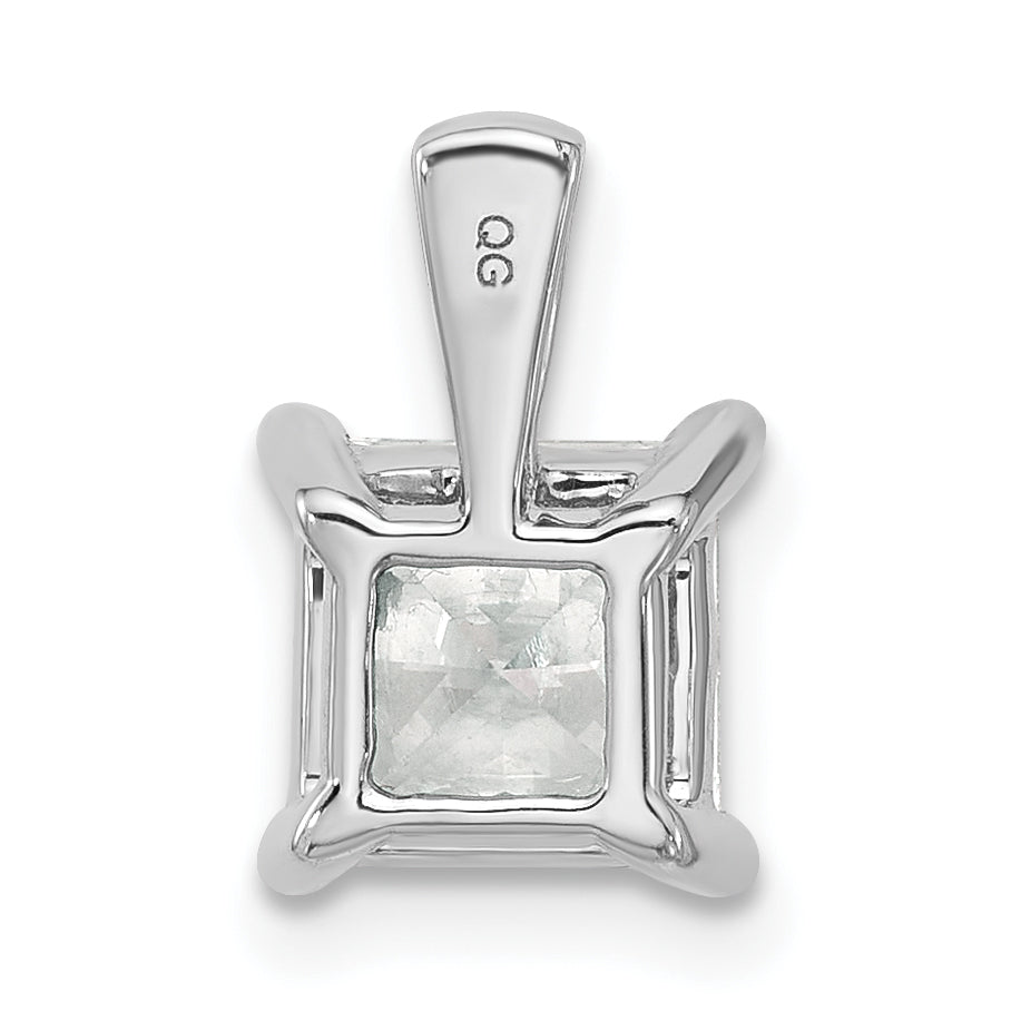 14k White Gold 2 carat Certified Lab Grown Diamond VS+ F+ Princess Complete 18 inch Four Prong Pendant Necklace