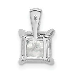 14k White Gold 2 carat Certified Lab Grown Diamond VS+ F+ Princess Complete 18 inch Four Prong Pendant Necklace