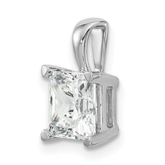 14k White Gold 2 carat Certified Lab Grown Diamond VS+ F+ Princess Complete 18 inch Four Prong Pendant Necklace