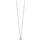 14k White Gold 2 carat Lab Grown Diamond VS/SI+ G+ Princess Complete 18 inch Four Prong Pendant Necklace