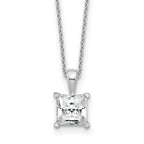 14k White Gold 2 carat Lab Grown Diamond VS+ F+ Princess Complete 18 inch Four Prong Pendant Necklace