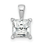 14k White Gold 2 carat Lab Grown Diamond VS+ F+ Princess Complete Four Prong Pendant