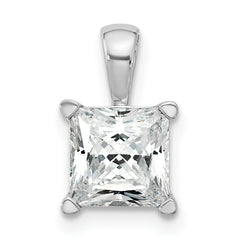 14k White Gold 2 carat Certified Lab Grown Diamond VS+ F+ Princess Complete 18 inch Four Prong Pendant Necklace