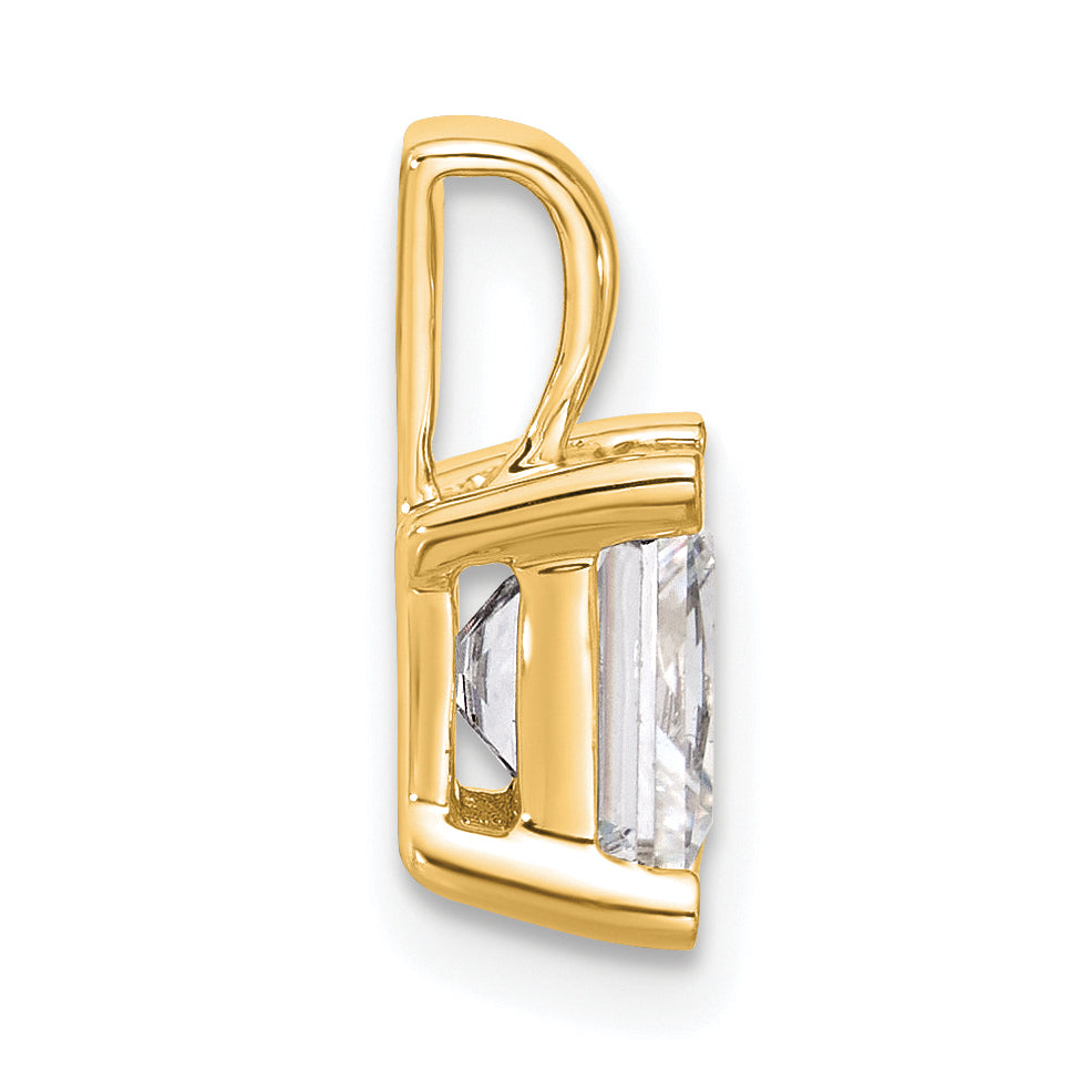 14k 2 carat Lab Grown Diamond VS+ F+ Princess Complete Four Prong Pendant