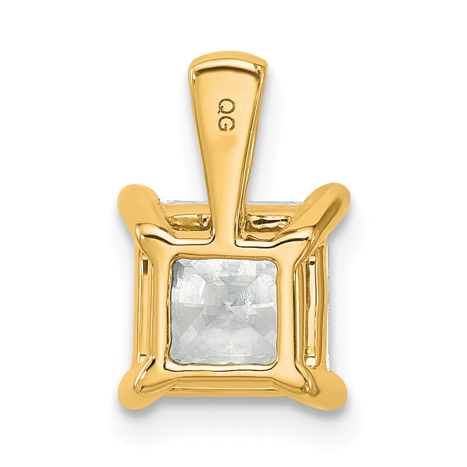 14k 2 carat Lab Grown Diamond VS+ F+ Princess Complete Four Prong Pendant