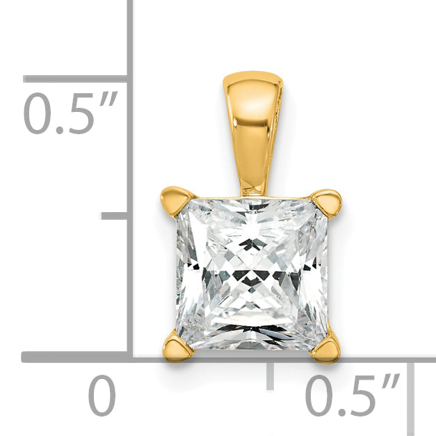 14k 2 carat Lab Grown Diamond VS/SI+ G+ Princess Complete Four Prong Pendant