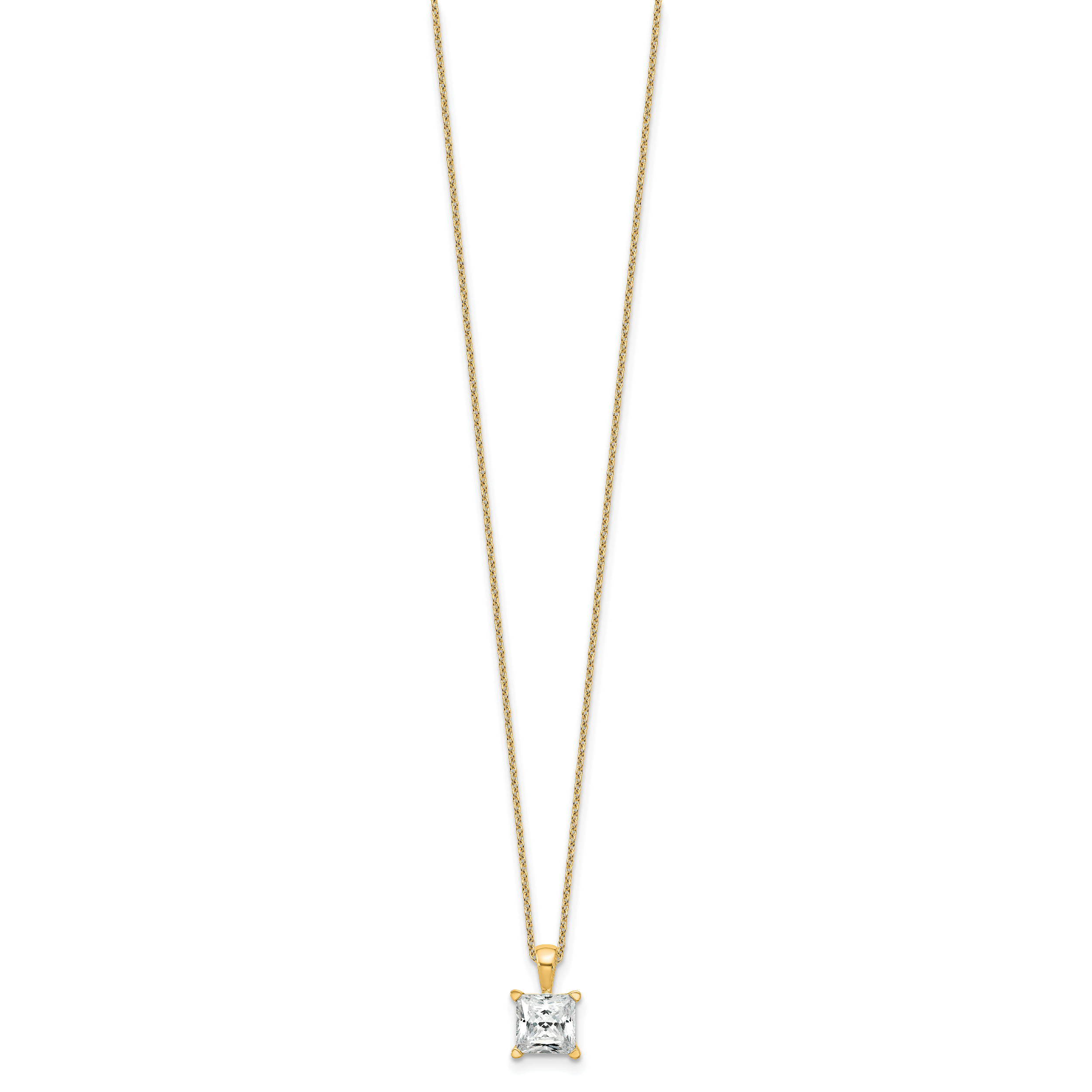 14k 2 carat Certified Lab Grown Diamond VS+ F+ Princess Complete 18 inch Four Prong Pendant Necklace Secondary image
