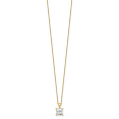14k 2 carat Certified Lab Grown Diamond VS+ F+ Princess Complete 18 inch Four Prong Pendant Necklace
