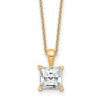 14k 2 carat Certified Lab Grown Diamond VS+ F+ Princess Complete 18 inch Four Prong Pendant Necklace