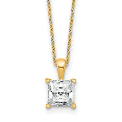 14k 2 carat Certified Lab Grown Diamond VS+ F+ Princess Complete 18 inch Four Prong Pendant Necklace