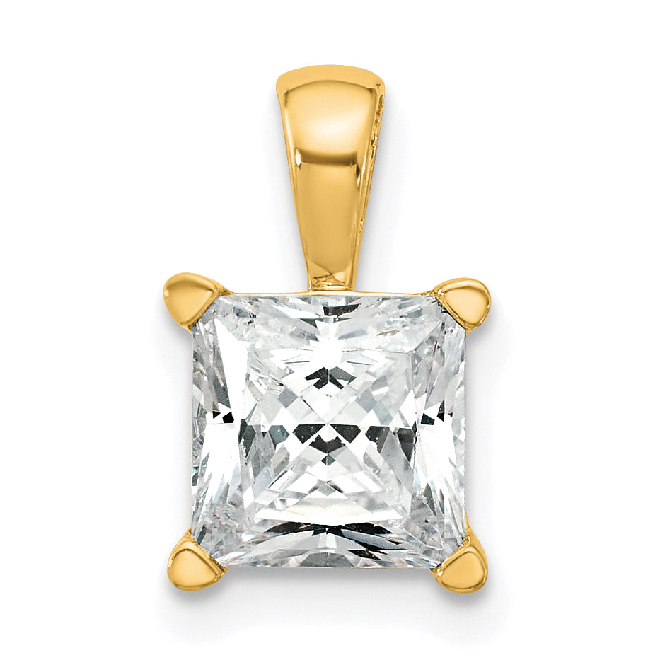 14k 2 carat Lab Grown Diamond VS/SI+ G+ Princess Complete Four Prong Pendant