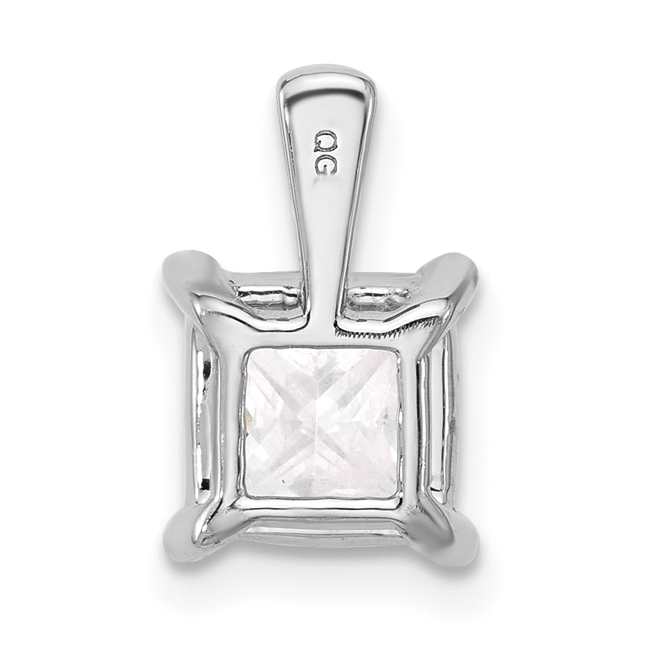 14k White Gold 2 1/2 carat Certified Lab Grown Diamond VS+ F+ Princess Complete Four Prong Pendant