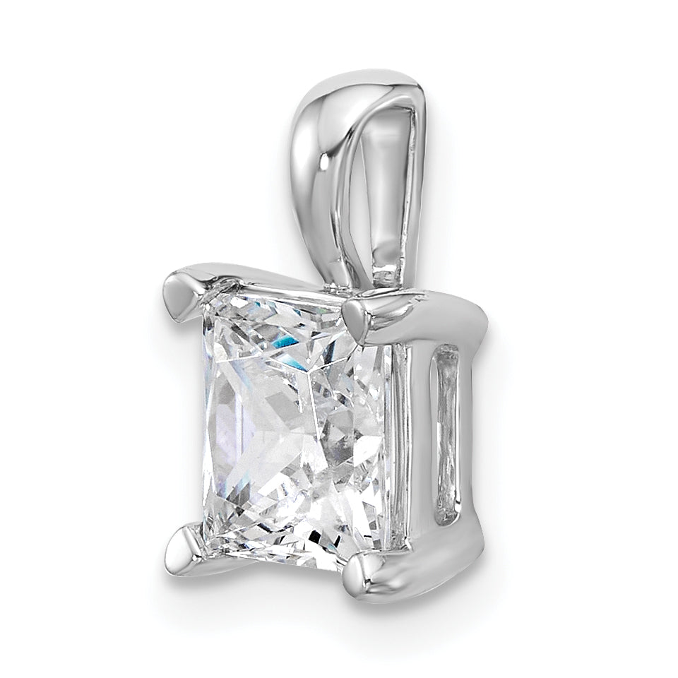 14k White Gold 2 1/2 carat Certified Lab Grown Diamond VS+ F+ Princess Complete Four Prong Pendant