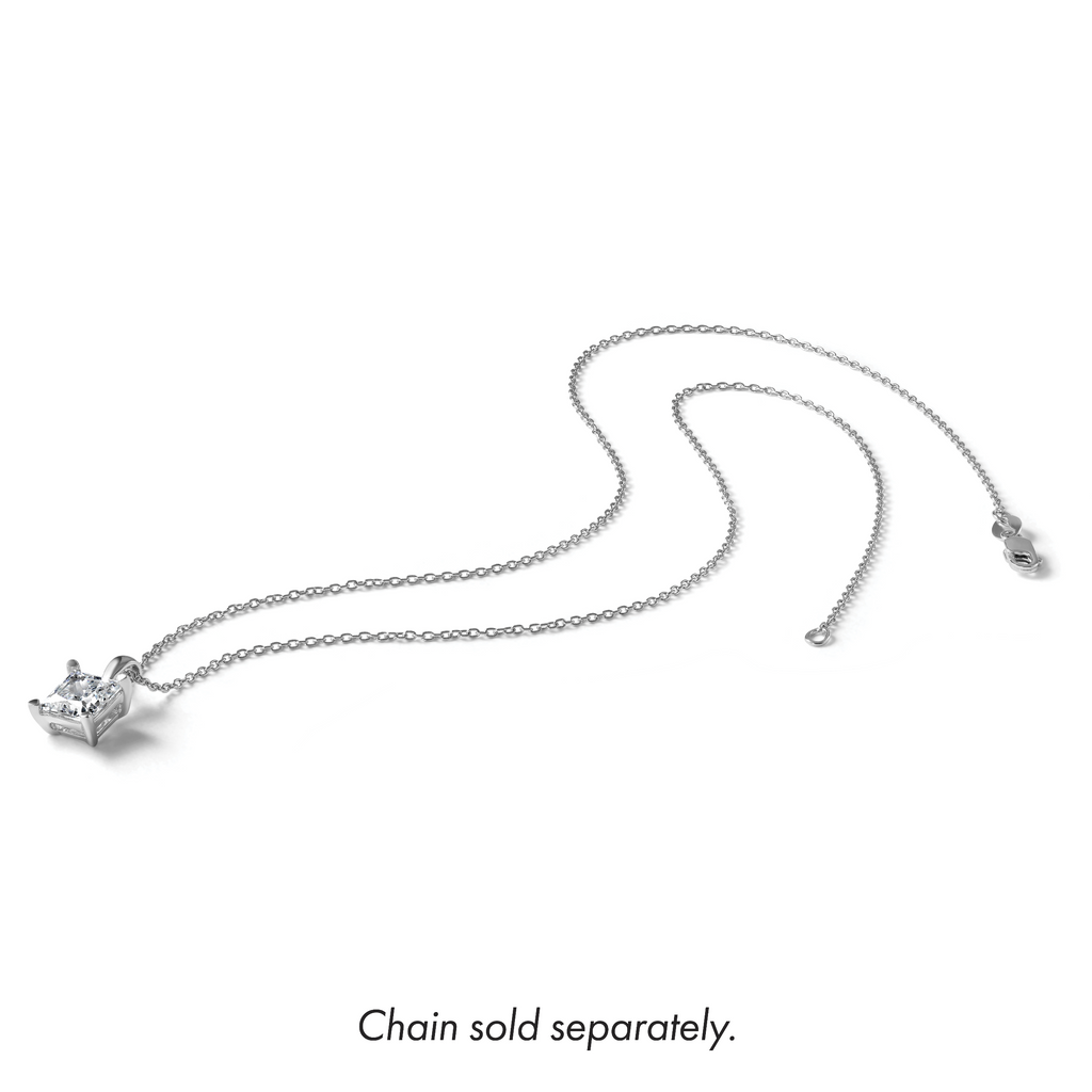 Princess Lab-Grown Diamond Pendant in 14K White Gold, 14mm (2 ct.) - Sophia Jewelers