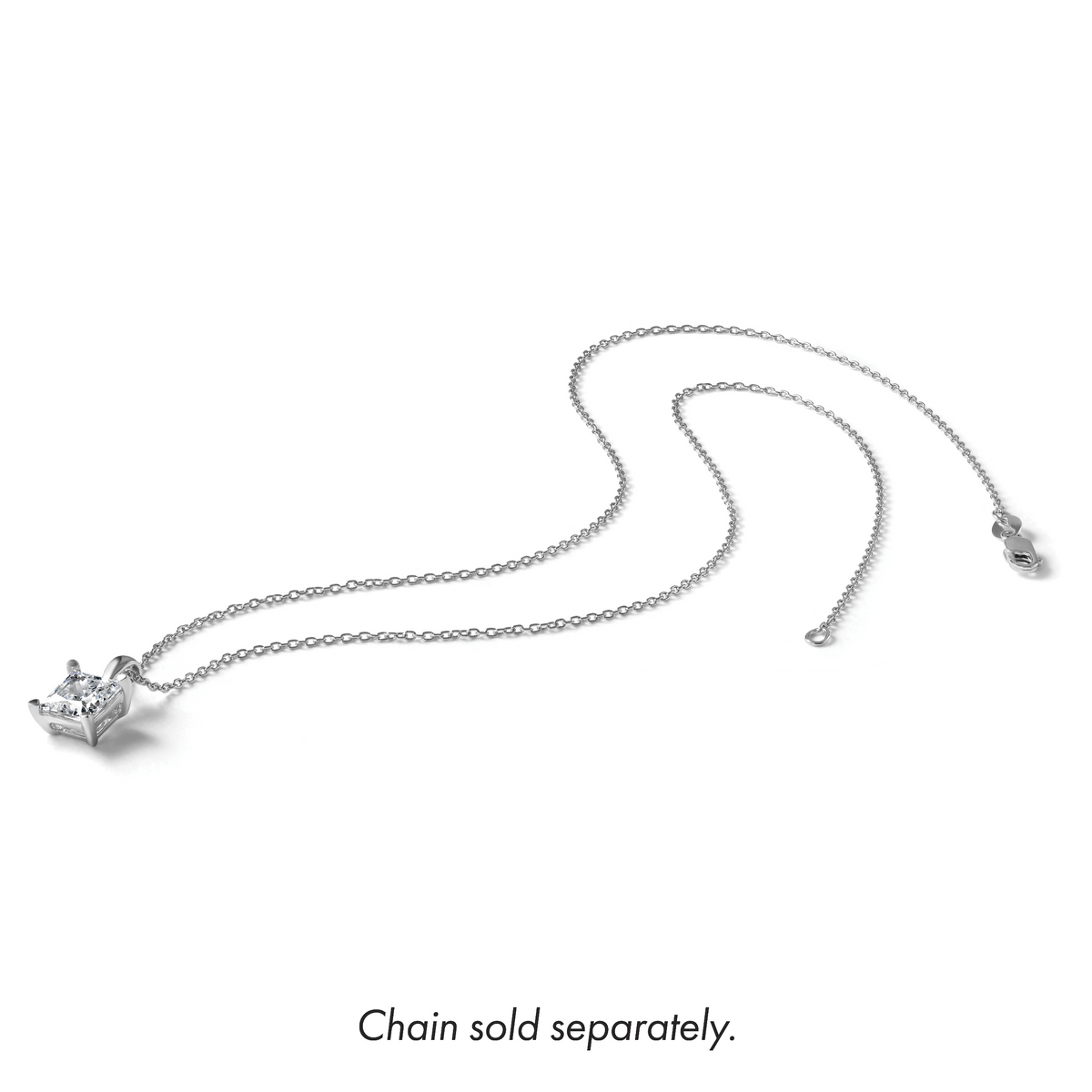 Princess Lab-Grown Diamond Pendant in 14K White Gold, 14mm (2 ct.) - Sophia Jewelers