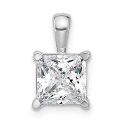 14k White Gold 2 1/2 carat Certified Lab Grown Diamond VS+ F+ Princess Complete Four Prong Pendant