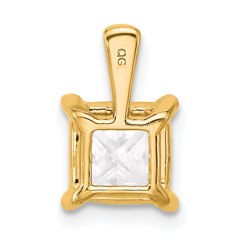 14k 2 1/2 carat Lab Grown Diamond VS/SI+ G+ Princess Complete Four Prong Pendant