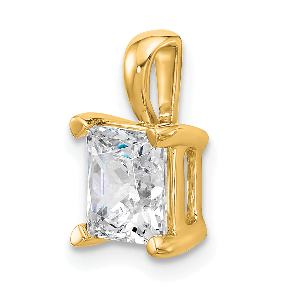 14k 2 1/2 carat Lab Grown Diamond VS/SI+ G+ Princess Complete Four Prong Pendant
