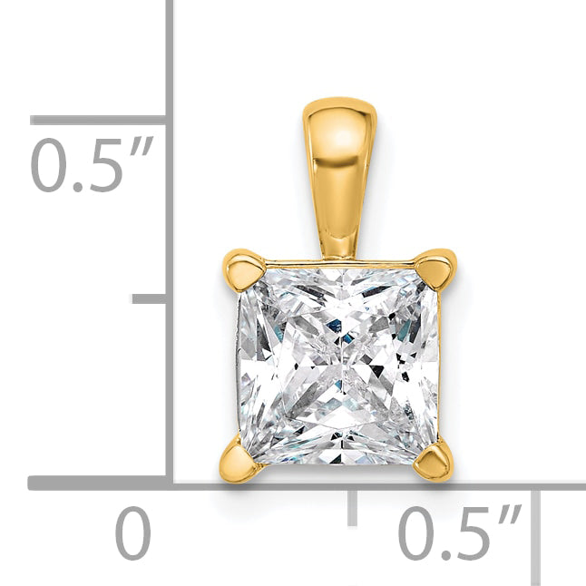 14k 2 1/2 carat Lab Grown Diamond VS/SI+ G+ Princess Complete Four Prong Pendant