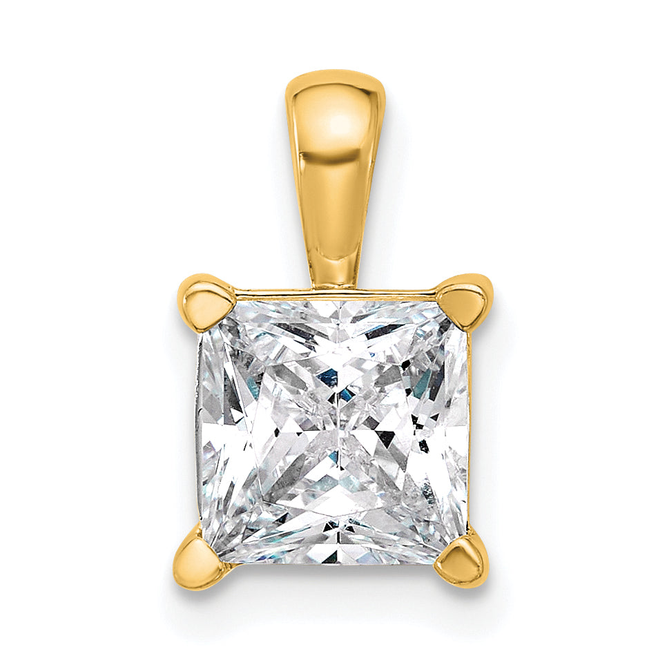 14k 2 1/2 carat Lab Grown Diamond VS/SI+ G+ Princess Complete Four Prong Pendant