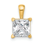 14k 2 1/2 carat Lab Grown Diamond VS/SI+ G+ Princess Complete Four Prong Pendant