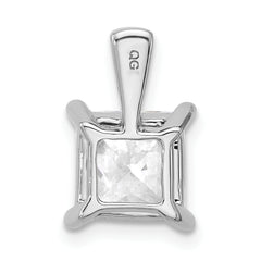 14k White Gold 3 carat Lab Grown Diamond VS+ F+ Princess Complete Four Prong Pendant