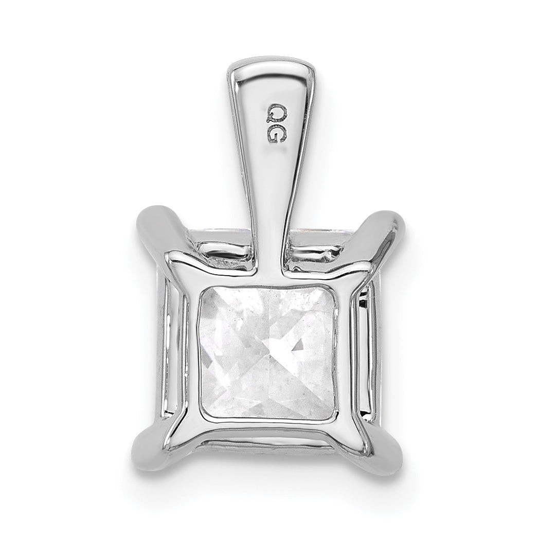 14k White Gold 3 carat Certified Lab Grown Diamond VS+ F+ Princess Complete Four Prong Pendant