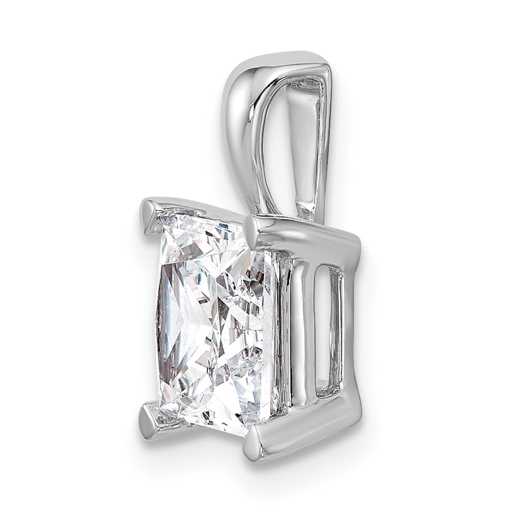 14k White Gold 3 carat Certified Lab Grown Diamond VS+ F+ Princess Complete Four Prong Pendant