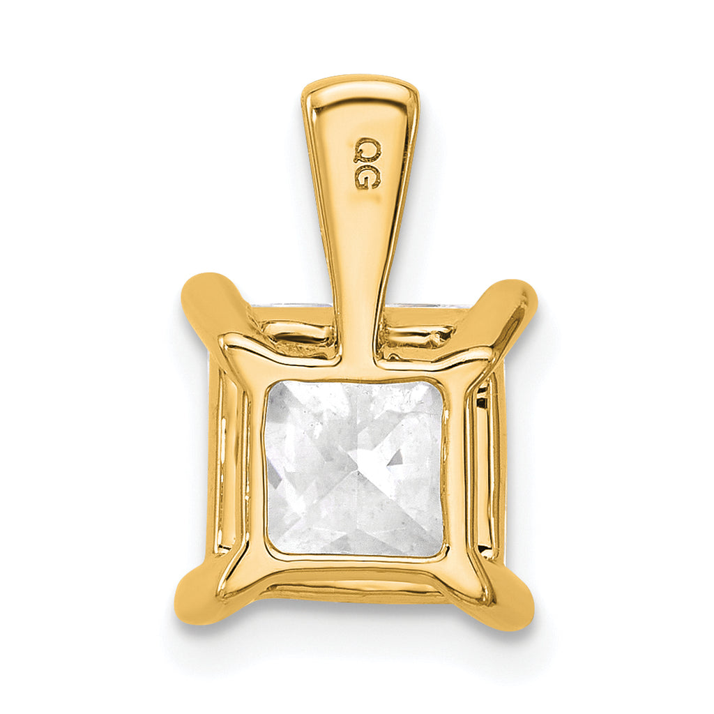 14k 3 carat Certified Lab Grown Diamond VS/SI+ G+ Princess Complete Four Prong Pendant