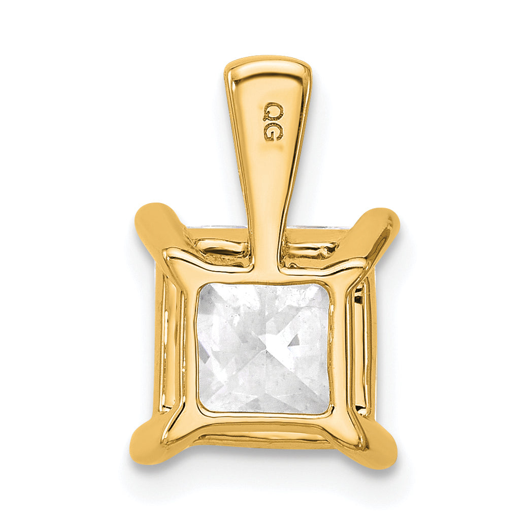 14k 3 carat Certified Lab Grown Diamond VS+ F+ Princess Complete Four Prong Pendant